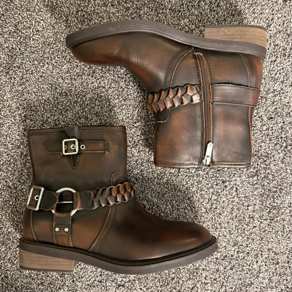 Crown Vintage Willa Moto Bootie Dark Brown Leather size 8.5 - Picture 2 of 8